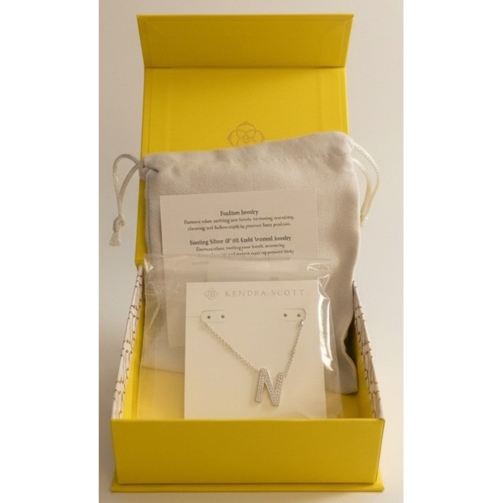 Kendra‎ Scott Letter N Pendant Necklace Silver Initial Alphabet Charm Jewelry